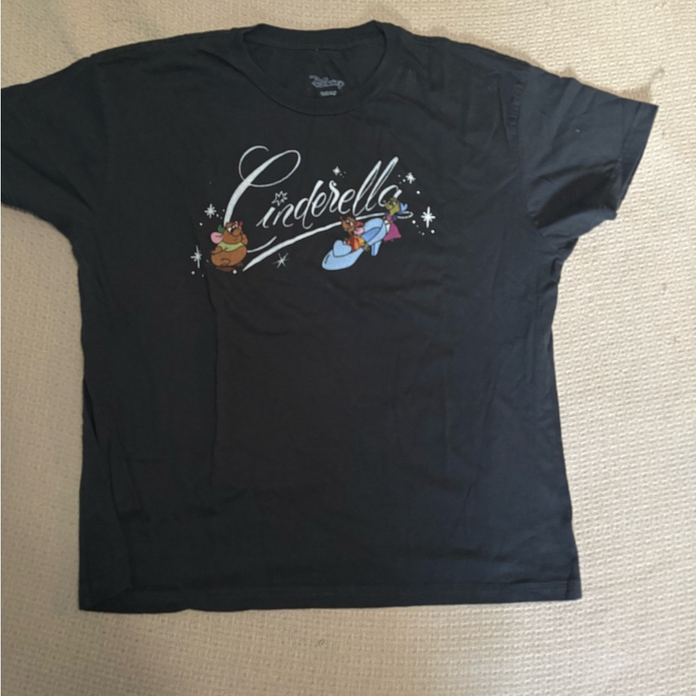 Disney Black T-Shirt with Cinderella Graphic
